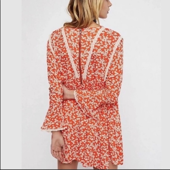 Free People Like You Best Orange Floral Mini Dress - Picture 3 of 14